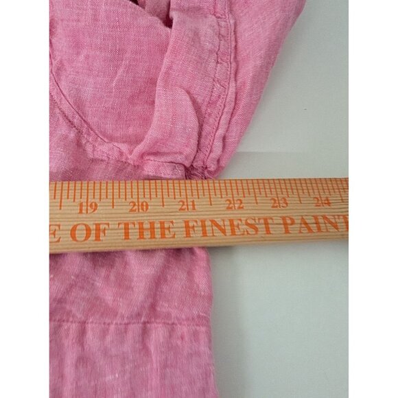 Talbots 100% Linen Boyfriend Shirt Womens Size 1X Pink Long Sleeve Button Front - Picture 10 of 11